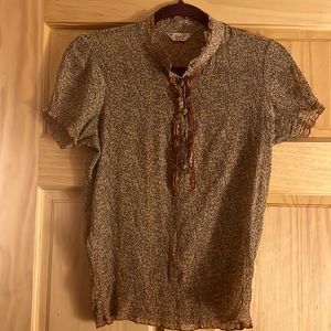Women’s, silk, vintage, floral, blouse, small